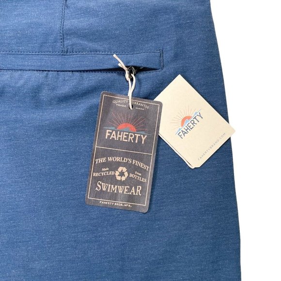Faherty Retro Surf Stripe 7” Boardshort Blue Red Stripe- Mens 38- NWT MSRP $98 - Picture 11 of 13